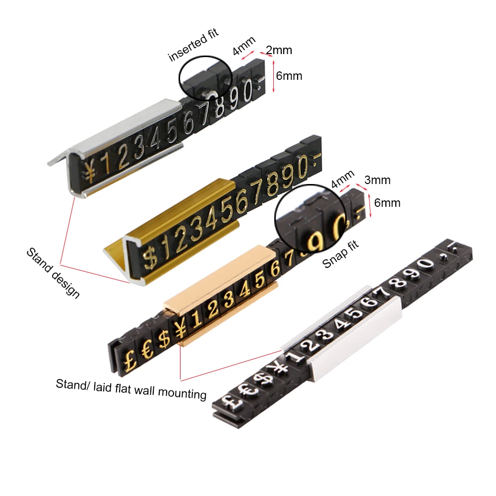 Mini Metal Base Frame Combined Letter Price Indicator Pricing Cube Adjustable Showcase Stand Tags Label