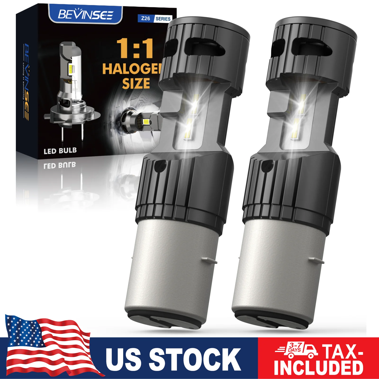 

BEVINSEE H6 BA20D LED Light for Motorcycle Headlight Bulb Super Bright High&Low Beam Halogen Size Plug&Play Motorbike Lamp 6000K