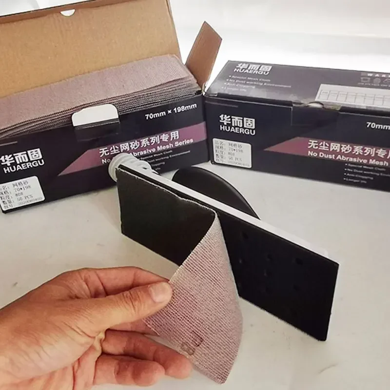 Dry Grinding Flocking Mesh Abrasive Paper 70x198mm Square Dust Suction Mesh Sand Sheets Compatible with MIRKA Mesh Sanding Tools