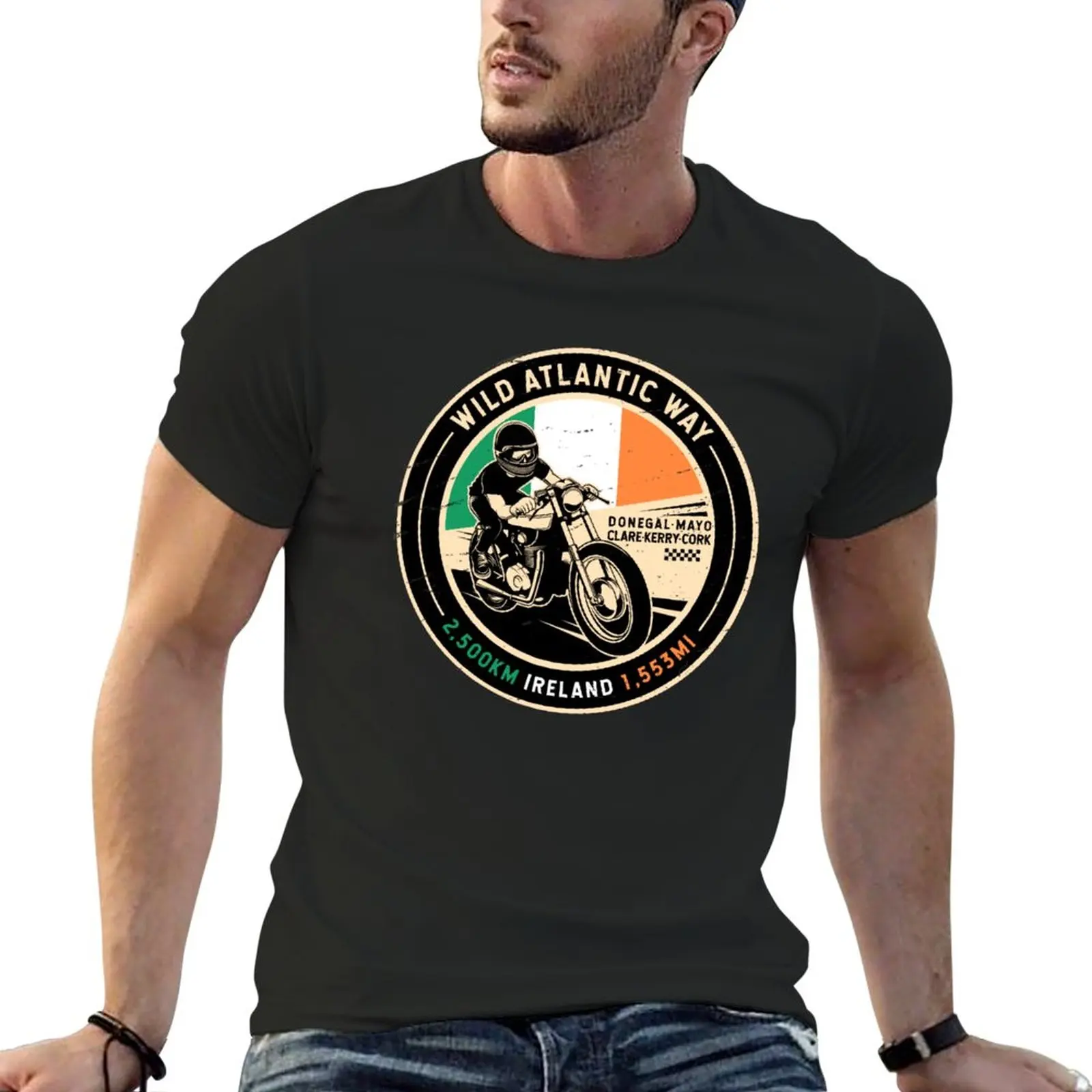 New Wild Atlantic Way Ireland Motorcycle T-Shirt plus size tops sublime t shirt oversized t shirt t shirts for men graphic