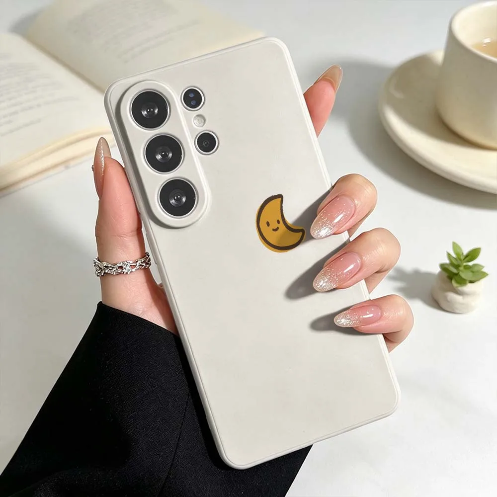 Fun Cartoon Sun Moon Cover For Samsung Galaxy S26 S25 S24 S23 S22 S21 Ultra Plus FE Soft Silicone Liquid Phone Case