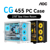 AOC CG455 Black ATX Desktop PC Gaming Case Computer Seaview Room Case Tempered Glass Support 10 Fan 360 Water Cooling корпус atx