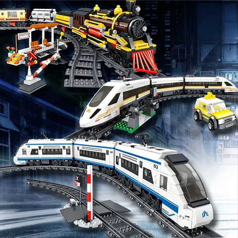 City Power High-speed Railway Fuxing Hexie Electric Locomotive Train Building Blocks Toys for Children Technical Bricks Kids