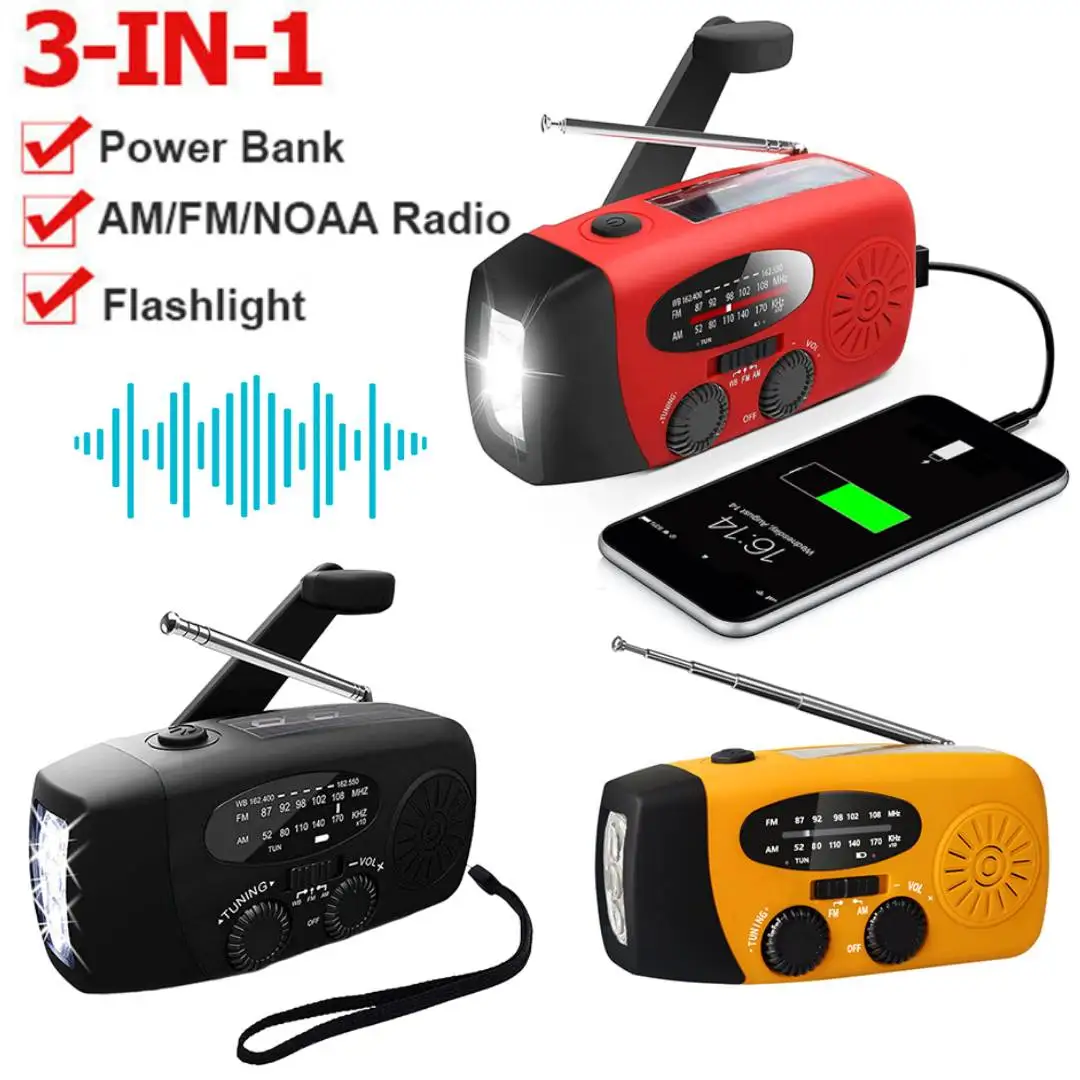 

Emergency Hand Crank Radio AM/FM Radio with LED Flashlight Portable Weather Radio Solar Radio for Outdoor Camping and Emergency