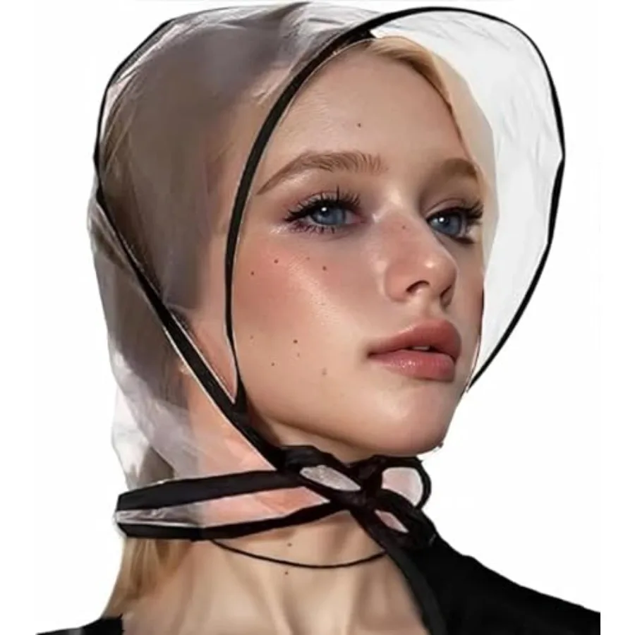 

2 Pcs Women's Rain Bonnet with Visor Clear Waterproof Rain Bonnet Plastic Rain Hat for Women Extra Thick