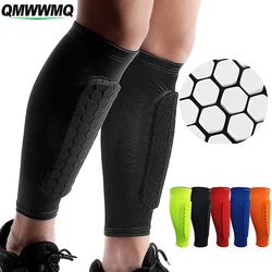 QMWWMQ 1Pcs Fußball Shin Schutz Socken Ärmeln mit Schaum, Kalb Compression Sleeve Waben Pads, sport Legging & Fußball Ausrüstung