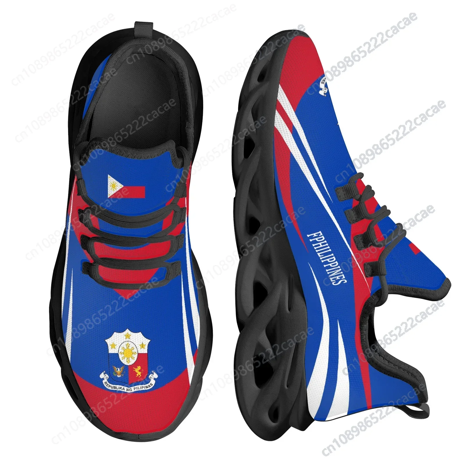 Blue Philippine Flag National Emblem Design Lightweight Breathable Knitting Thread Platform Basketball Shoes