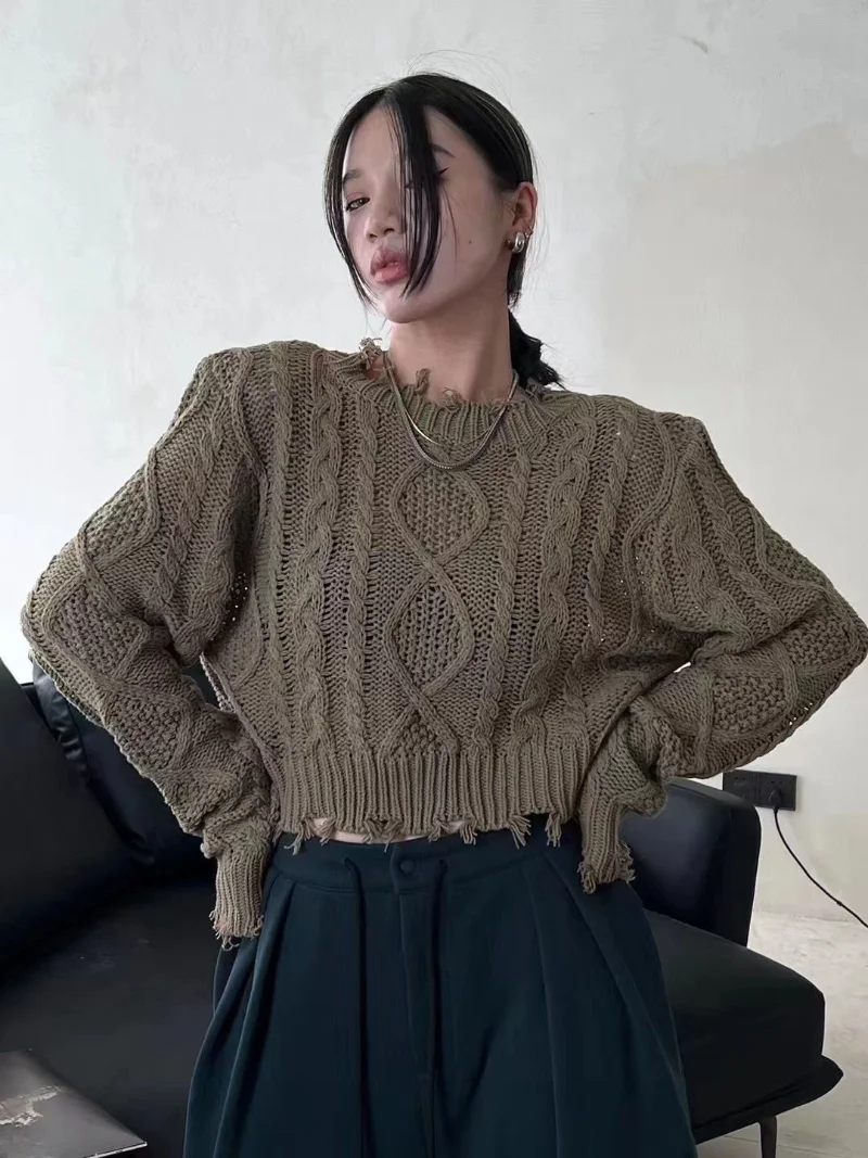 New Women Fashion O Neck Long Sleeve Ball Appliques Knitting Sweater New Ladies Solid Color Casual Sweaters Chic Pullovers Tops