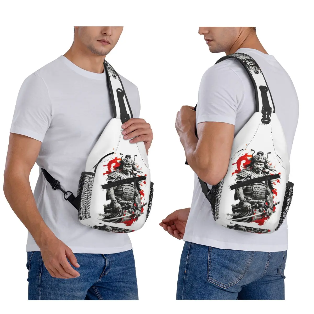 

Японская нагрудная сумка-самурай воин, мужской рюкзак через плечо, нагрудная сумка, дорожный походный рюкзак, сумка на плечо