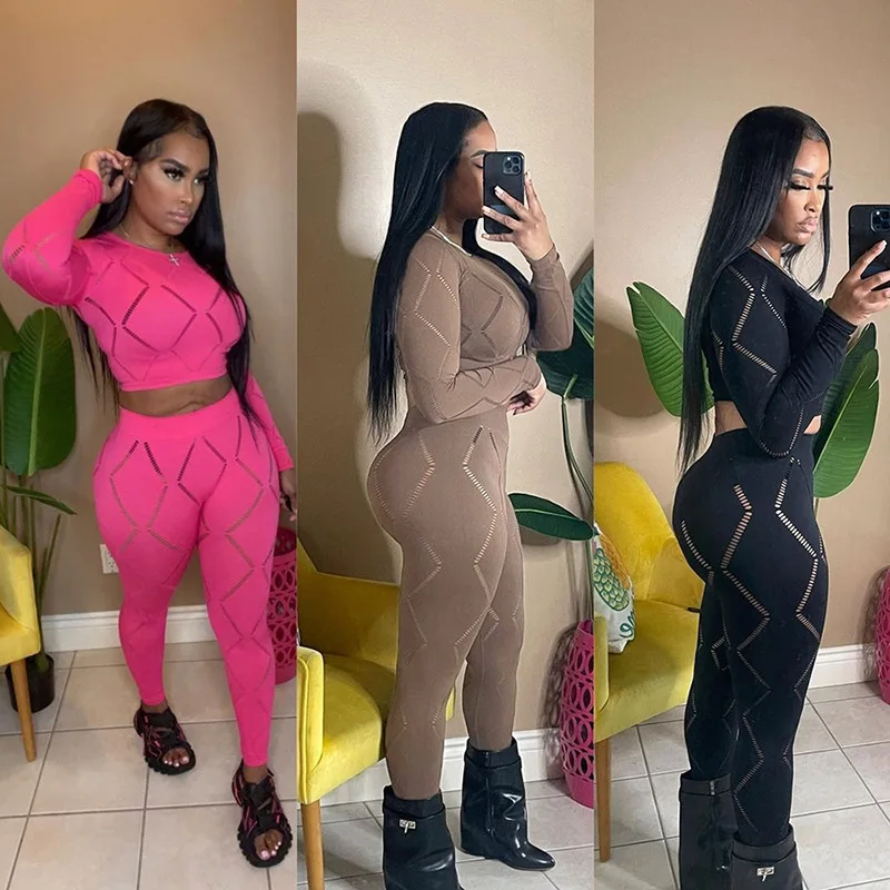 2024 Women Tracksuit Seamless Yoga Set Workout Sportswear Gym Clothing Fitness Crop Top High Waist Leggings Sports Suits image 2