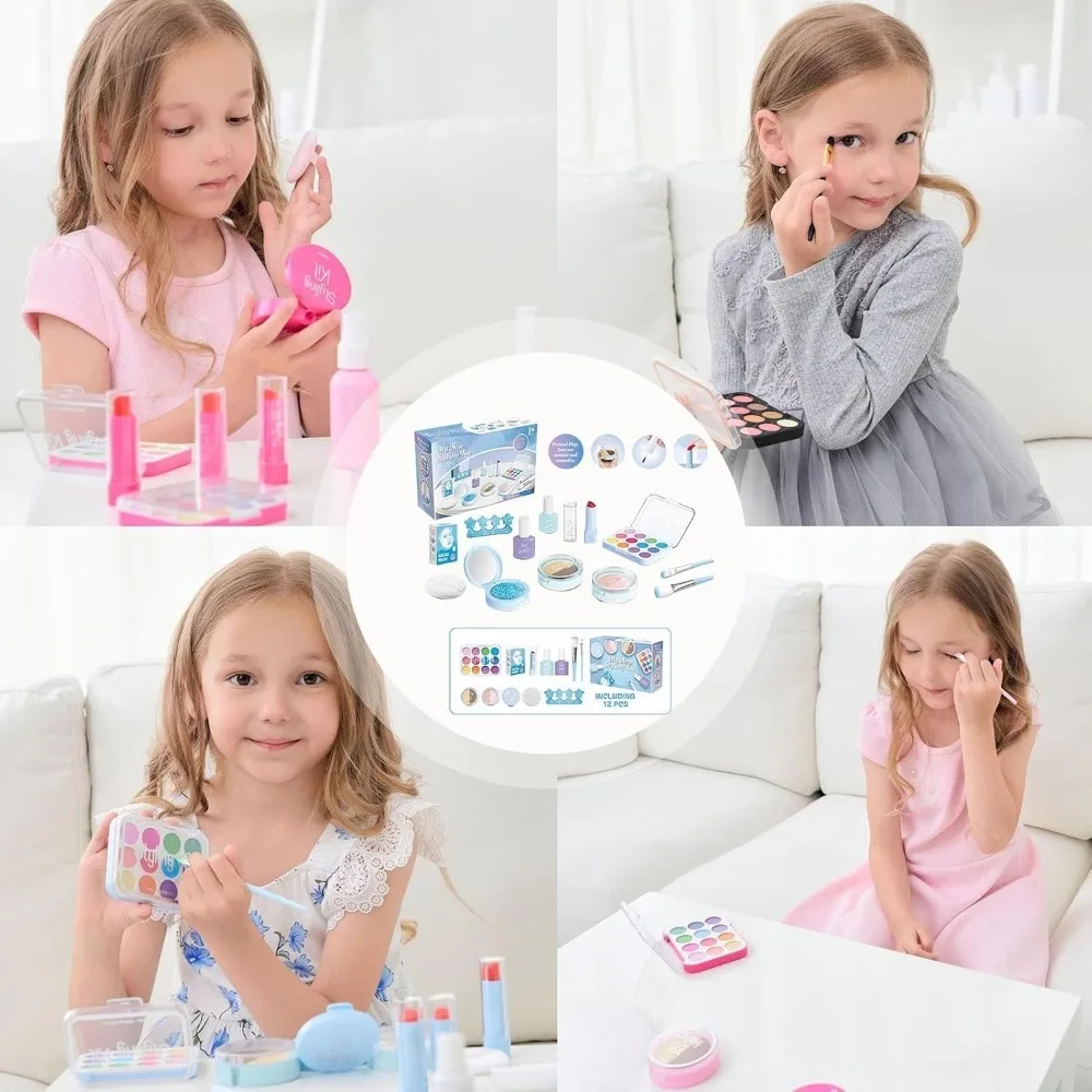 Set da gioco per salone di bellezza Kit per trucco per bambini Set di cosmetici per bambini di 3-5 anni Kit per trucco per ragazze Accessori per giochi di bellezza