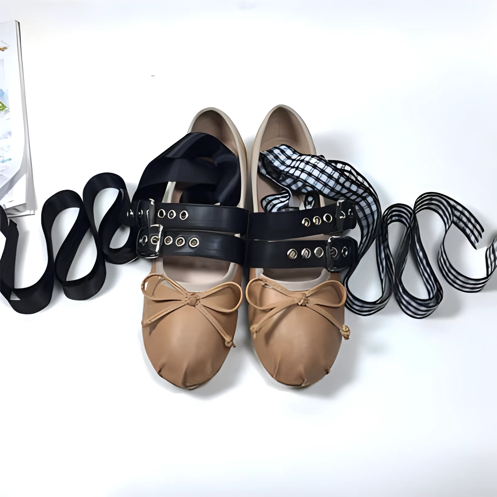 2024 New Satin Mary Jane Lace Up Soft Ballet Flats Women Size 34 Shoes Ballerina Suede Ladies Round Toe Fashion Chinese Designer