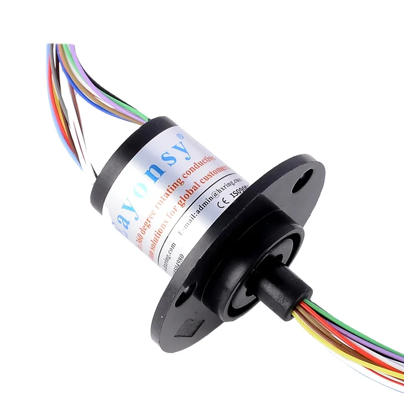 Micro Cap Wind Slip Ring with Flange 22mm Diameter 18 wires 240V Current 2A Model HM022-18 Plastic Material