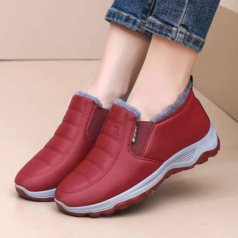 Winter New Warm Cotton Shoes Women Plush Thick Snow Boots Men Anti Slip Casual Shoes Lovers Waterproof Ultralight Footwear 36-44