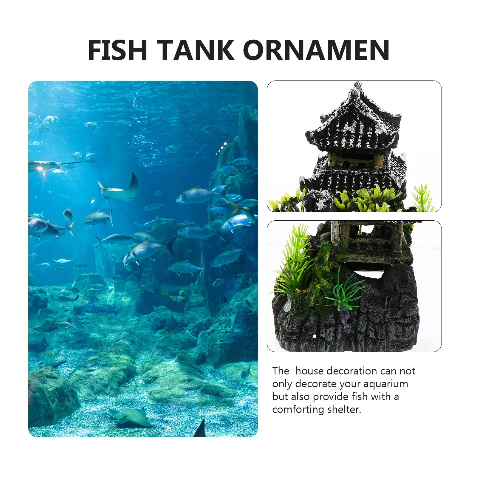 

Aquarium Resin Fish Tank Simulation Pagoda Shelter Fish Hiding Cave Decoration Landscape Ornament Aquarium Ornament
