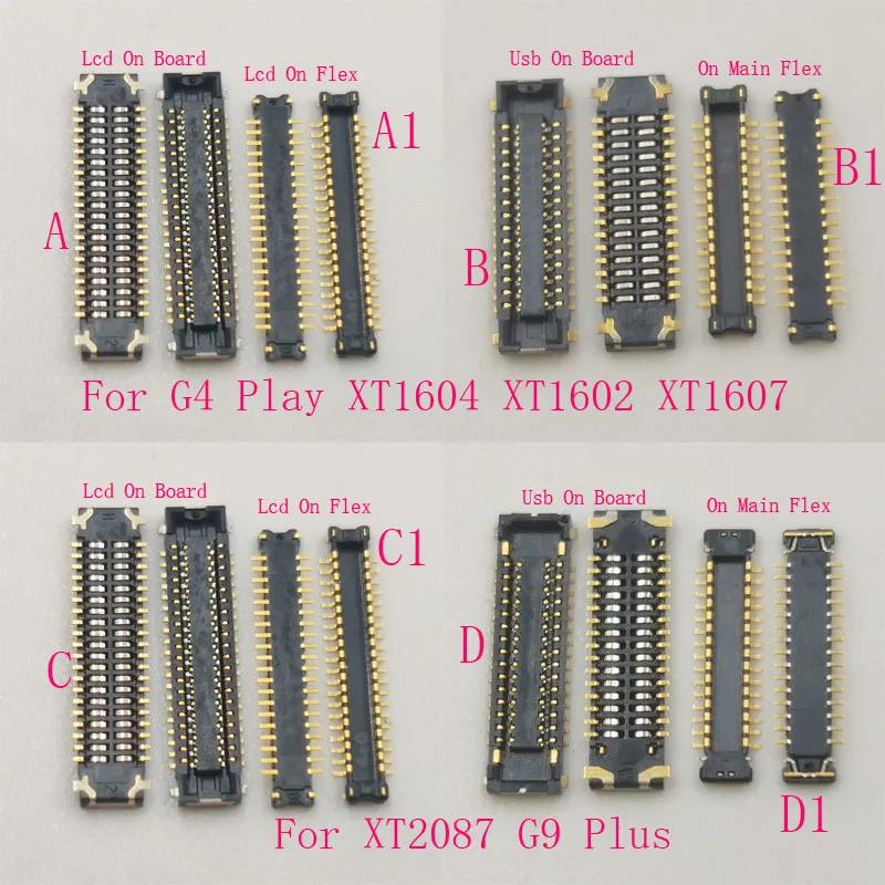 

2Pcs Usb Charing LCD Display Screen Flex FPC Connector Jack Plug For Motorola Moto G4 Play XT2087 XT1607 G9 Plus Board 40 30 Pin