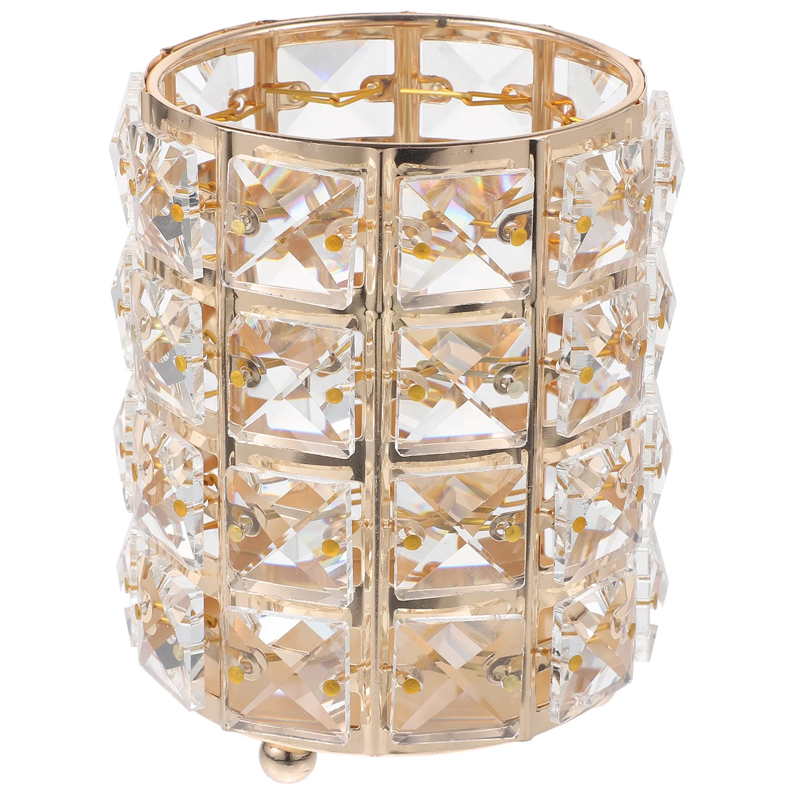 

Golden Crystal Pen Holder Makeup Brush Storage Container Practical Gift Desktop Organizer for Home Office Crystal Pen Holder