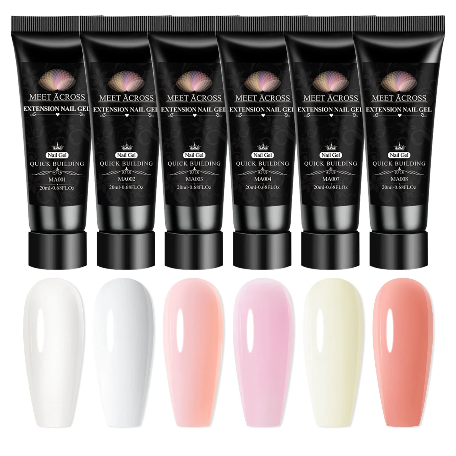 

6 шт./компл. гель-лак для быстрого наращивания, прозрачный розовый полуперманентный дизайн, жесткий гель, УФ-светодиодный гель-лак для ногтей, продление пальцев, дизайн ногтей