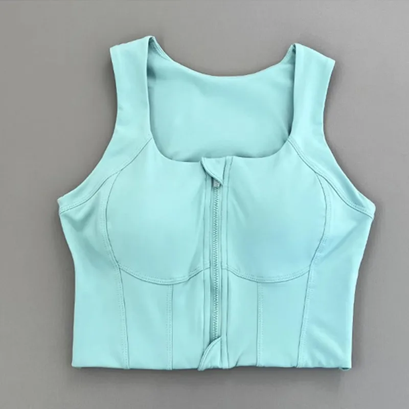 حمالة صدر رياضية عالية القوة للنساء بسحاب للياقة البدنية واليوجا حمالة صدر للجري ملابس رياضية على شكل سترة ملابس داخلية للتدريب مقاومة للصدمات لصالة الألعاب الرياضية #6