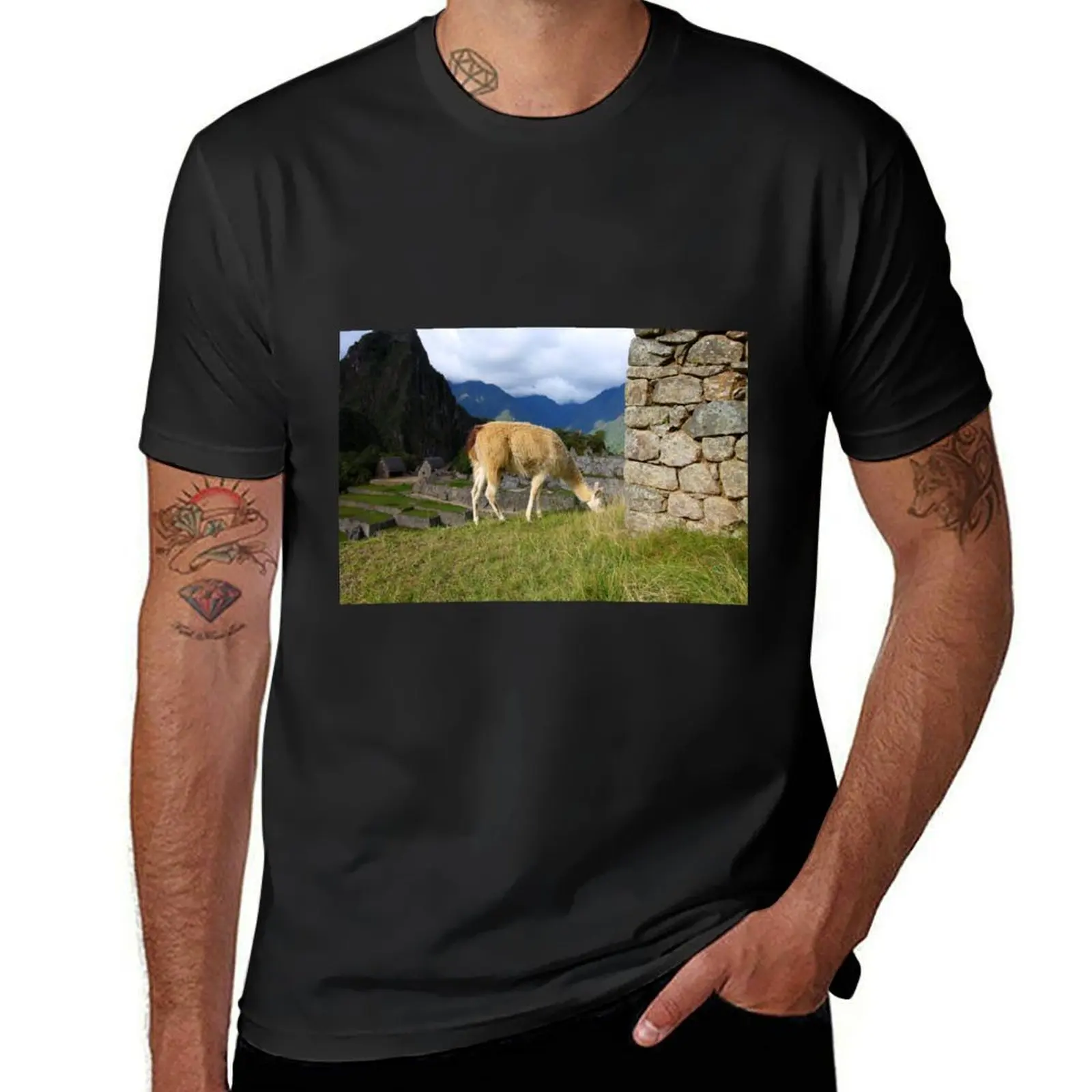 Lama At Machu Picchu, Peru T-Shirt sublime new edition customs design your own mens t shirt graphic