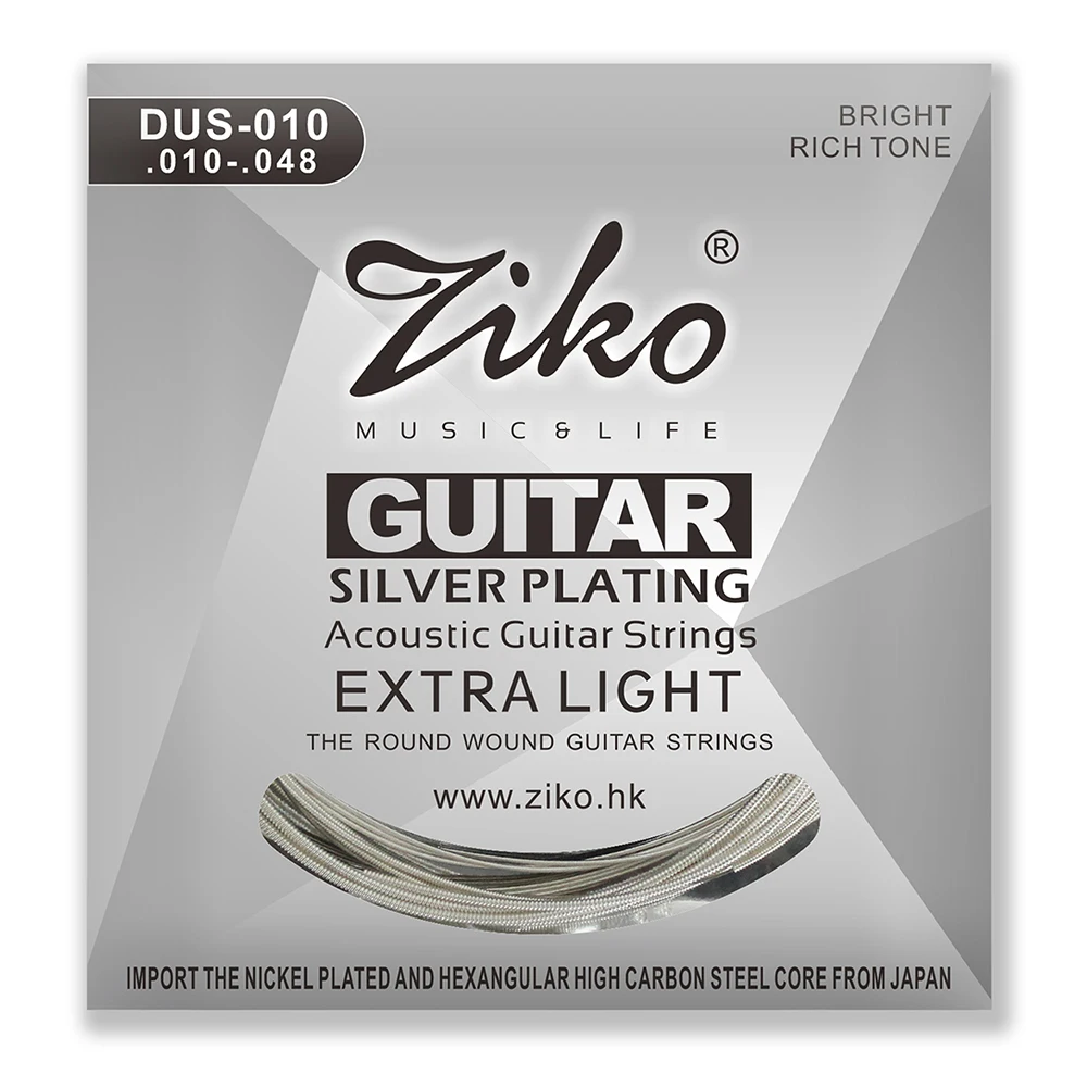 

Ziko Acoustic Guitar Strings Hexagon Carbon Steel Core Silver Plating Acoustic Folk Guitar Strings Guitar Accessories DUS-010