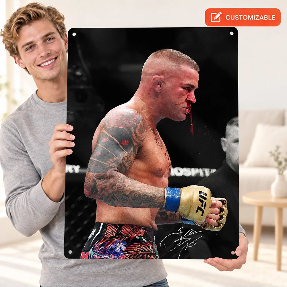 Dustin Poirier Fighting Pose Textured Metal Poster Customized Aluminum Sign Arena Fight Gloves Graphic Wall Art For Home Gym