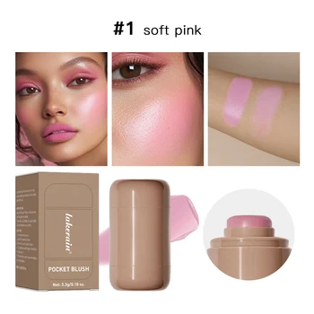 Portable Blush Stick Cream Texture Lipstick Blush Dual-purpose Multi-use Contouring Blush Stick For Lips And Cheeks