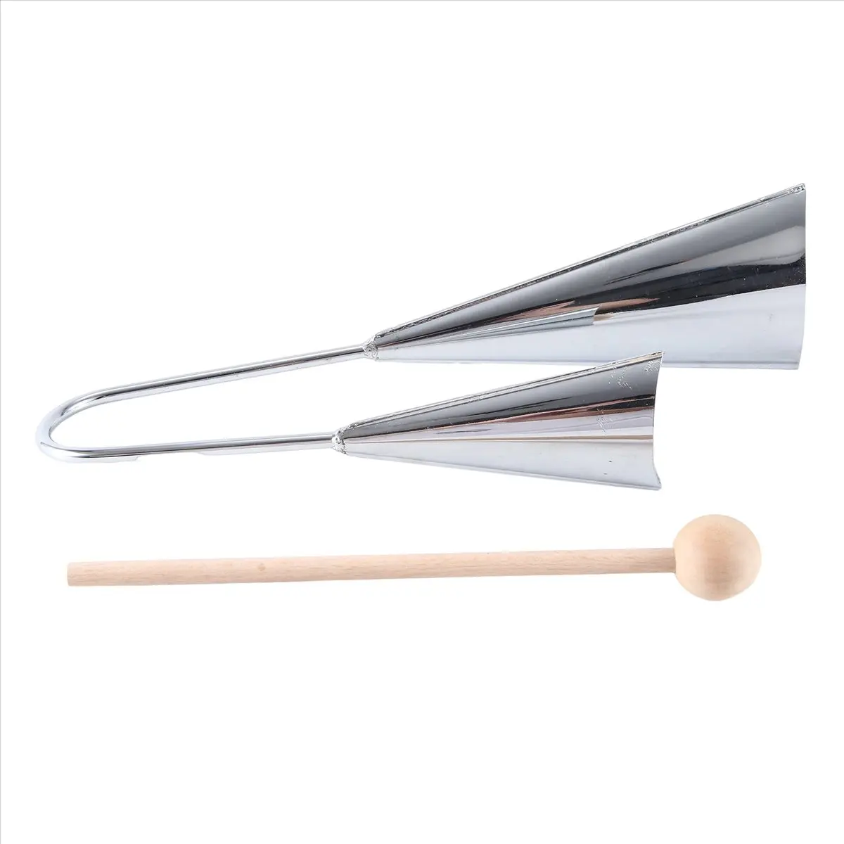 Y484A HOT  Double Bell Cow Bells Two Tone Metal Rhythm Percussion Instrument with Drumstick Binaural Cowbell Horn