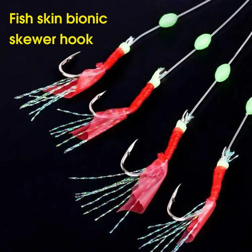 6Pcs String Fishhook Sabiki Fishing Hook High Hardness Fishing Hook Luminous Long Service Life String Fishhook Angling Accessory