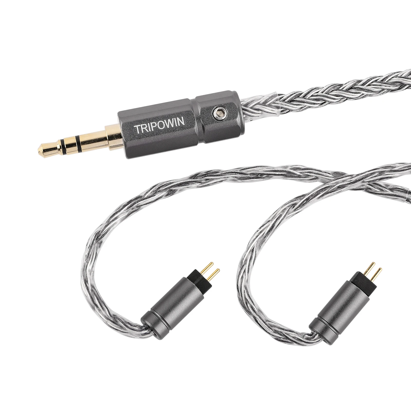 Tripofin-prata chapeado cabo de liga para fone de ouvido, cobre e grafite, 16 core, hifi cabo de substituição, s-02 iem