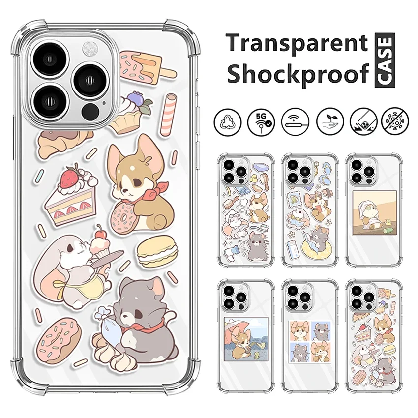 Cute Little Animals Every Day Phone Case For iPhone 16 15 14 13 12 11 Pro X XS XR Max 7 8 Plus SE Mini Soft Clear TPU Cover