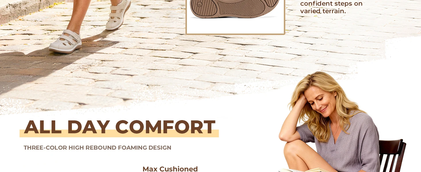 FitVille Damen Sommer-Sandalen, breite Strand-Sandalen, bequeme Diabetiker-Schuhe für Damen, Fußstütze, Slipper für geschwollene Füße – Detail 5