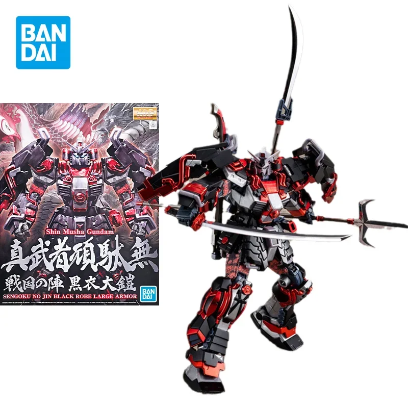 Bandai Original Gundam Model Kit Anime Figure PB MG 1/100 Shin Mushasengoku No Jin Black Robe Large Armor Toys Gifts for Kids