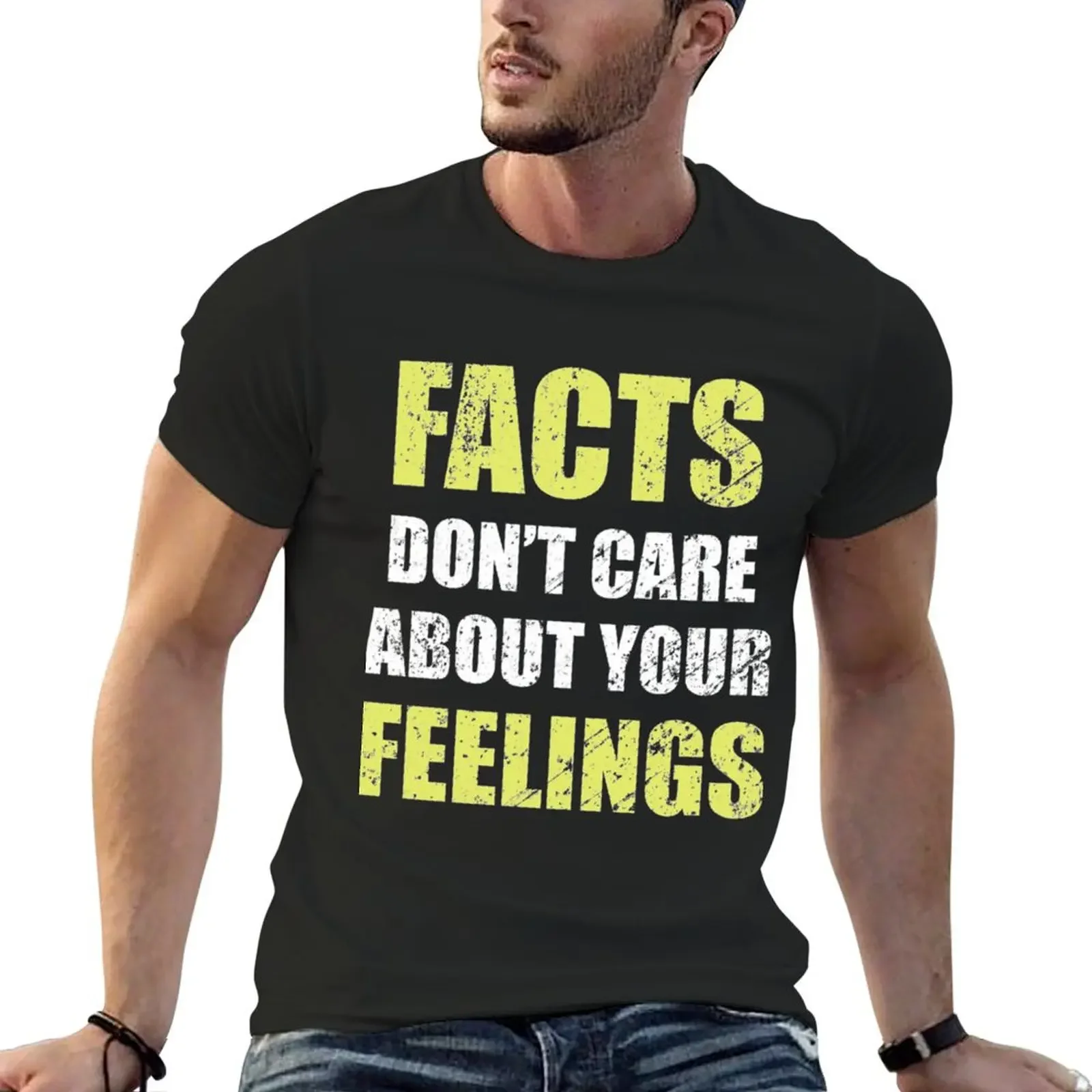 Facts Don_t Care About Your Feelings Distressed Text, Counter Culture, Anti Establishment, Fake T-Shirt