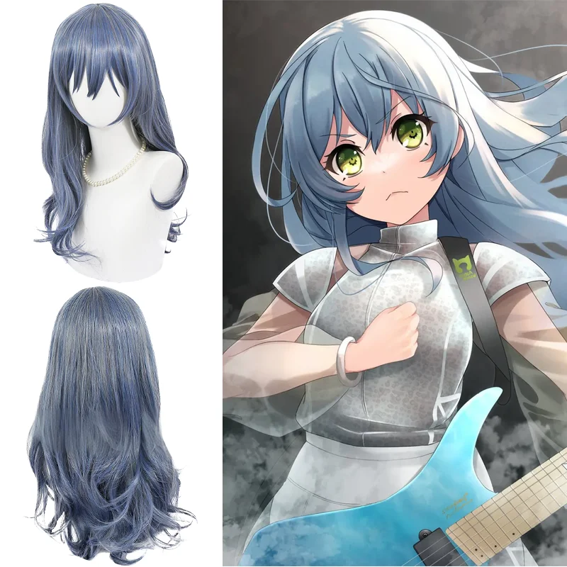 

Парик для косплея Аниме Асахи Рокка с челкой, сине-серый градиент, длинные кудрявые синтетические волосы для женщин, для костюмированных вечеринок и повседневной носки