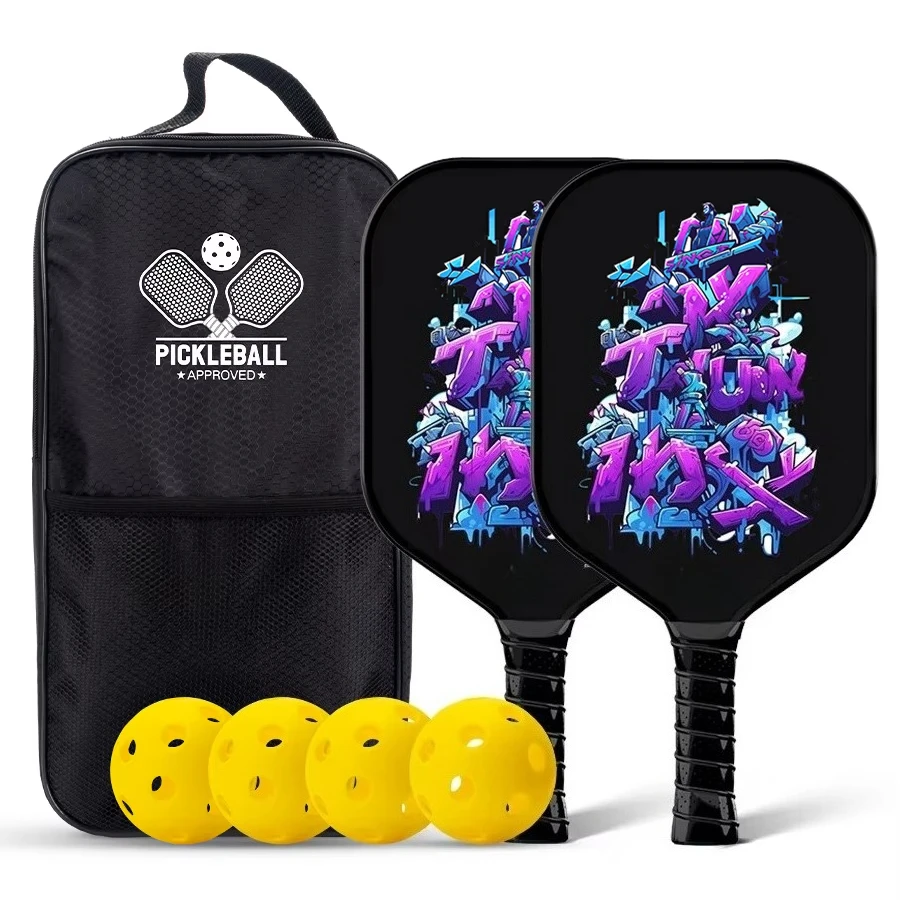 INOLP Carbon Fiber Pickleball Set 2 Paddles 4 Balls Carry Bag Professional USAPA Standard Lightweight Rackets for Training