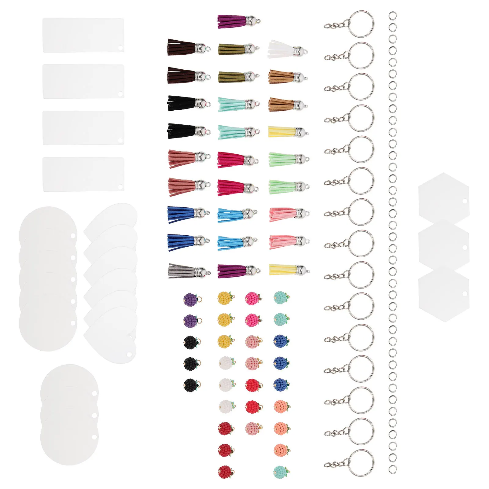 

1Set Acrylic Keychain DIY Set Premium Durable Material for Personalized Keys Tassel Keychain Making Supplies Tassel Key Ring