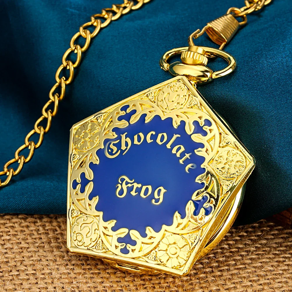 Anime Harries Chocolate Frog Wizard Magic World Quartz Pocket Watch Potter Cosplay Necklace Pendant Chain Jewelry Clock Gift