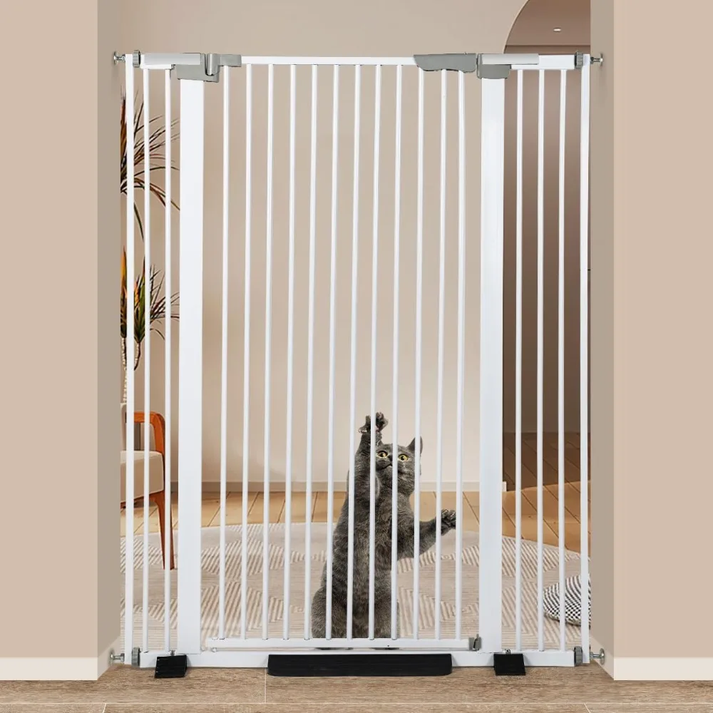 

Extra Tall Cat Gate for Door Way Auto Close, 30"-40" Adjustable Width Pet Gate No Drilling Pressure Mount Kit, White