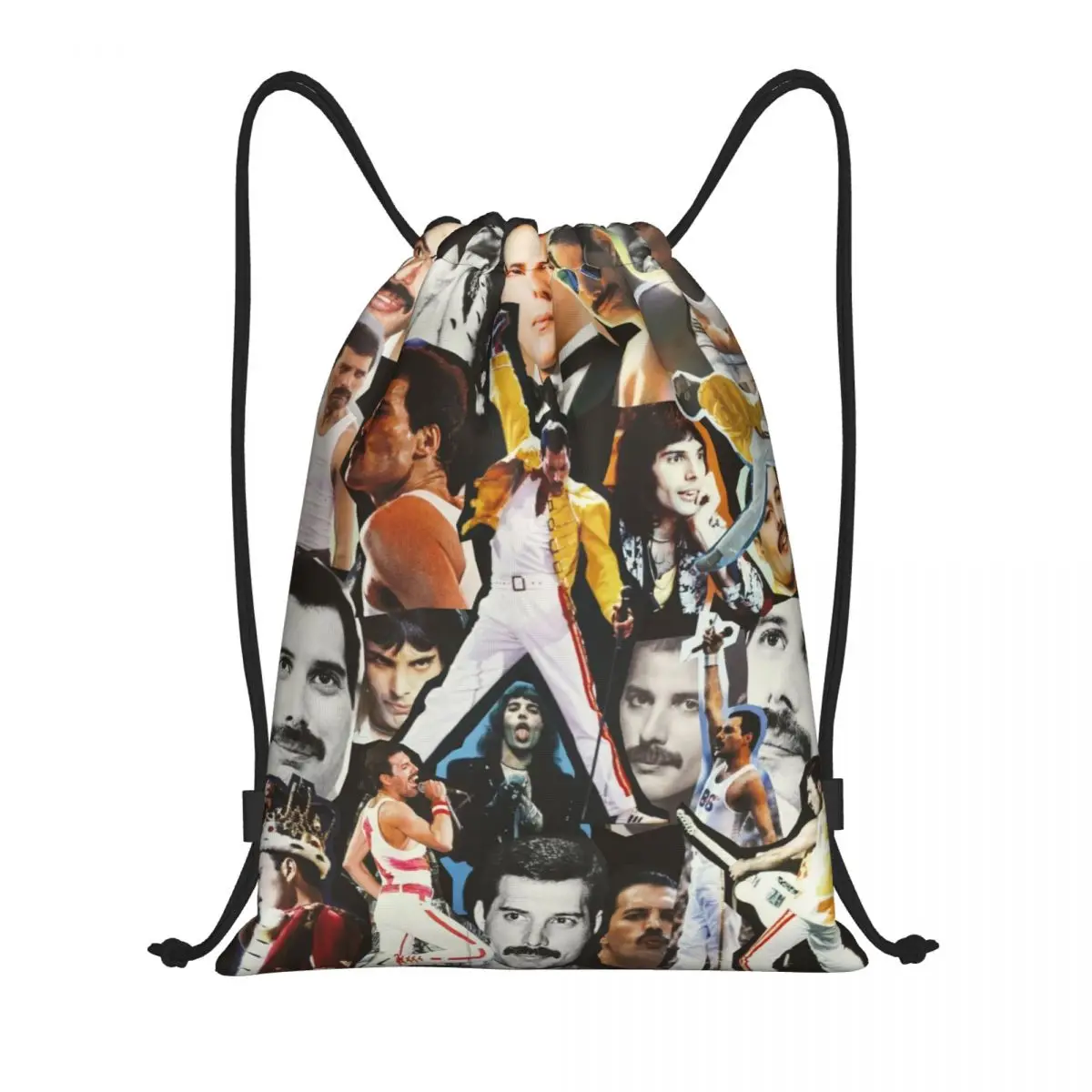 Custom Freddie Mercury Collage Drawstring Bag for Shopping Yoga Backpacks Men Women Sports Queen Rock Gym Sackpack