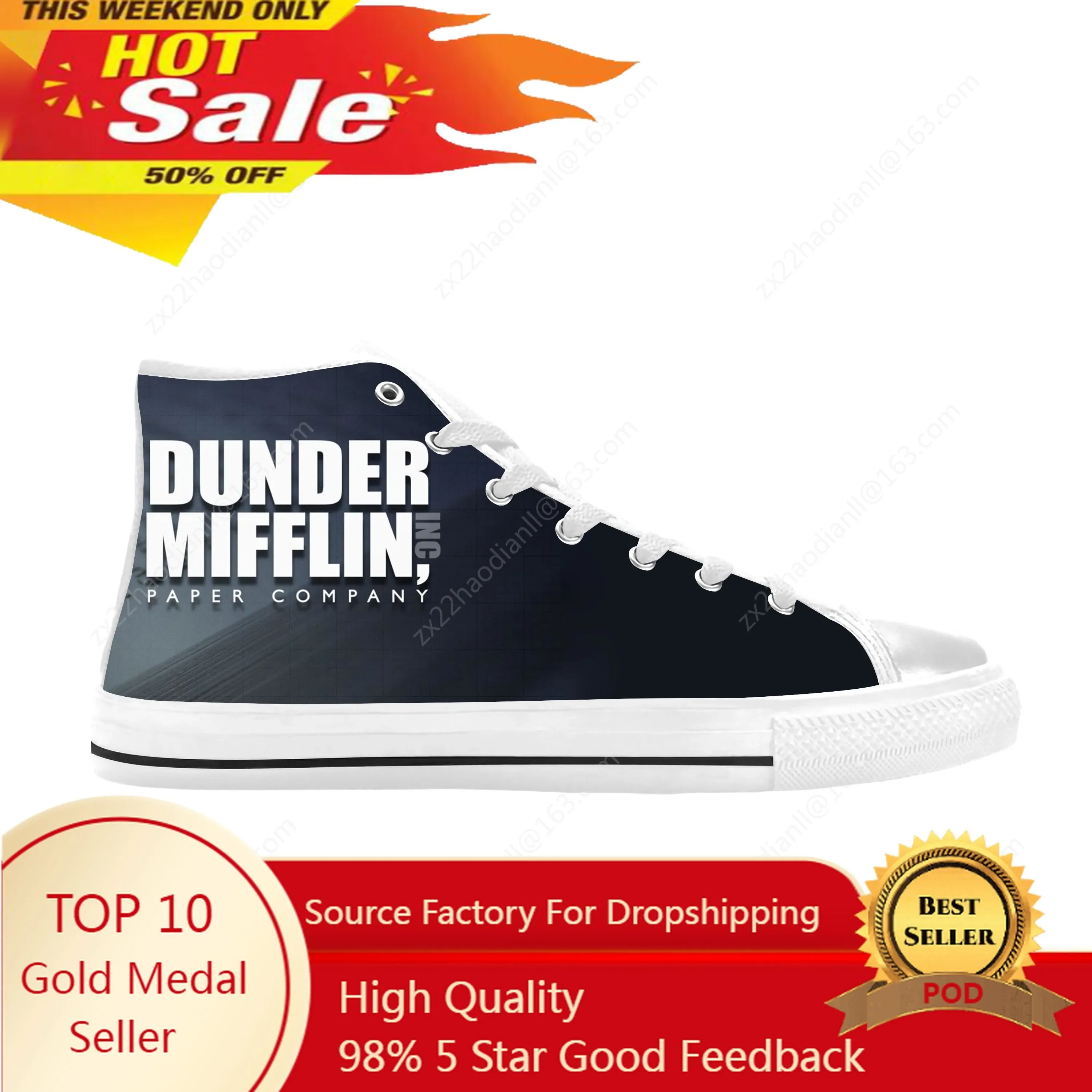 

The Office TV Show Dunder Mifflin Paper Company Casual Cloth Shoes High Top Comfortable Breathable 3D Print Men Women Sneakers