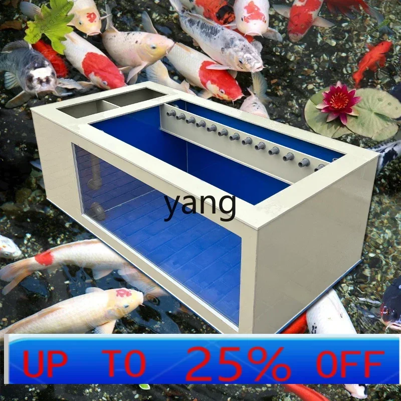 

lmm large ultra-white glass ornamental fish tank filter Koi fish pond living room balcony with side filter