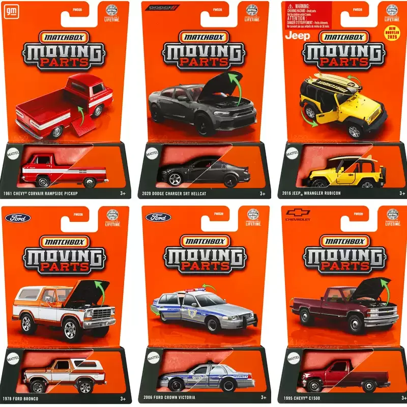 Matchbox-coche Original 1/64, vehículos fundidos a presión, Dodge Charger Hellcat Chevy Corvair Jeep Wrangler Rubicon Ford Bronco, juguetes para niños