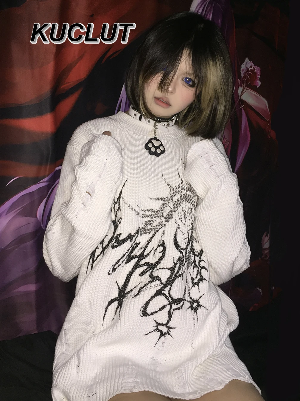 

Осенне-зимний оригинальный пуловер в стиле High Street Y2k, свободный топ с длинными рукавами, вязаные свитера Femme