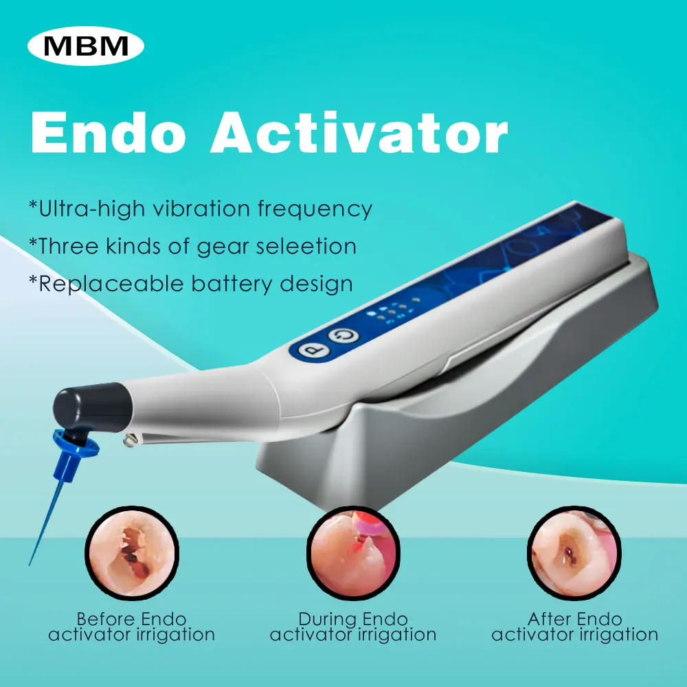 MBM Dental Endodontic Activator With LED Light Dentistry Root Canal Sonic Irrigator with 60PCS Tips Wireless Endo Activator