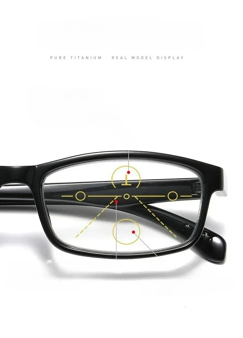 Herren-Presbyopie-Brille mit klassischem Farbverlauf und quadratischem Rahmen, multifokale Lesebrille mit photochrome Linse, 0 bis +4,0 – Detail 2