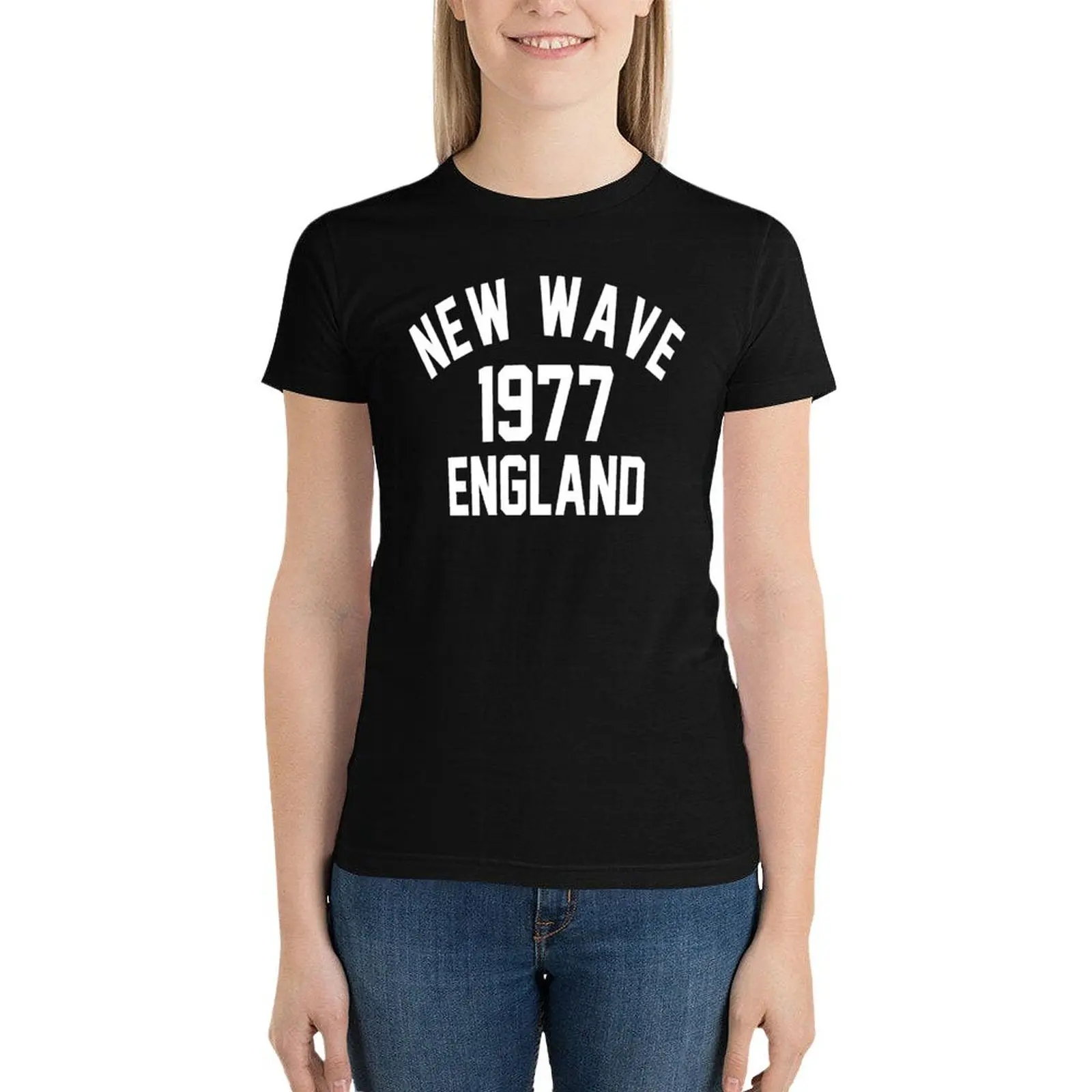 New Wave 1977 England T-Shirt summer clothes summer top Short sleeve tee t-shirts for Women pack