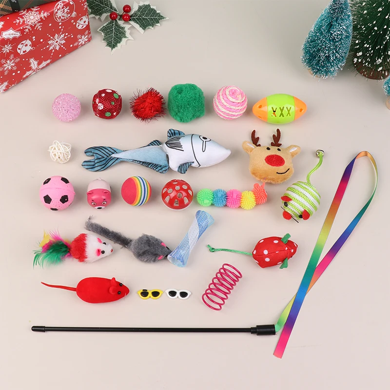 Christmas Cat Advents Calendar 24 Days Countdown Calendar Surprise Present Box Interactive Cat Toy Kit For Cat Lover