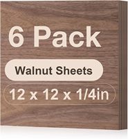 Robotime 6-Pack Walnut Plywood Sheets 12 x 12 x 1/4 Inch 3mm Plywood for Laser Cutting Engraving & Wood Burning for Crafts