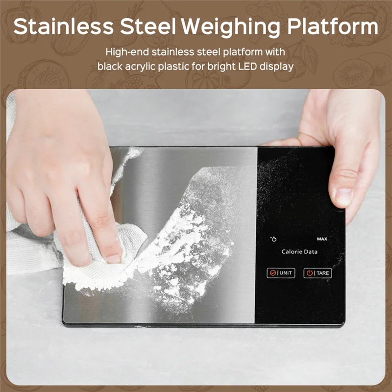 

AB66-Smart Digital Kitchen Scale 5Kg Stainless Steel Food Calories Calculator Nutrition Smart Scale Kitchen